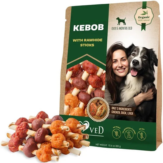 Dog Rawhide Treats with Duck & Chicken – Human Grade, All Natural Organic Dried Snacks, Grain Free Long-Lasting Chews for Small & Large Dogs