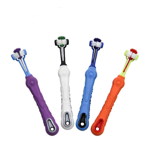 Three-Sided Pet Toothbrush – Dog & Cat Teeth Care for Bad Breath & Tartar