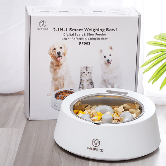 Smart Slow Feeder Pet Bowl – Weighing Dog & Cat Food Feeder