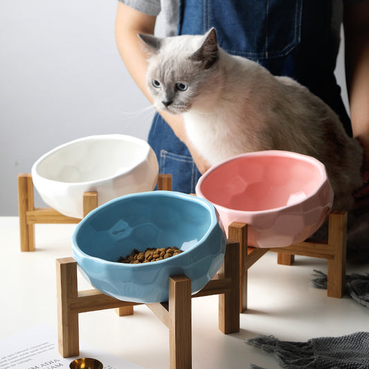 Pet Bowl – Oblique Mouth Cat & Dog Food Bowl, Easy-to-Use Feeding Bucket