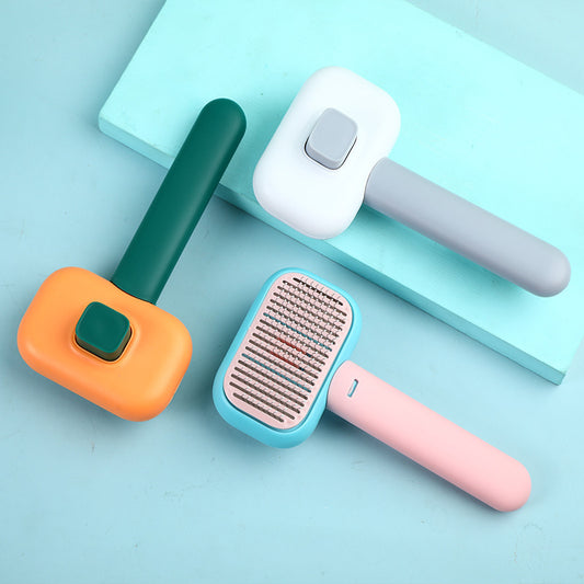 New Cat & Dog Grooming Brush – Stainless Steel Pet Hair Removal Comb, Massage & Open-Knot Cleaning Tool
