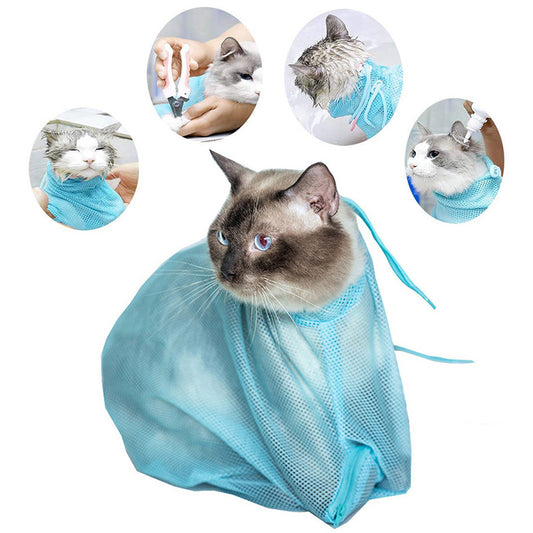 Pet Soft Cat Grooming Bag – Adjustable Mesh Bag for Bathing & Nail Trimming