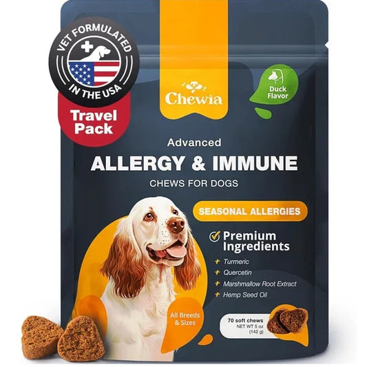 Dog Allergy Relief Chews – Itch & Skin Relief with Salmon Oil, US Formulated Anti-Itch Treats for Seasonal Allergies, Hot Spots & Immune Support