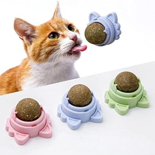 Catnip Balls That Stick on Wall – Healthy Cat Toys for Teeth Cleaning, Dental Chew & Wall Treats for Cats