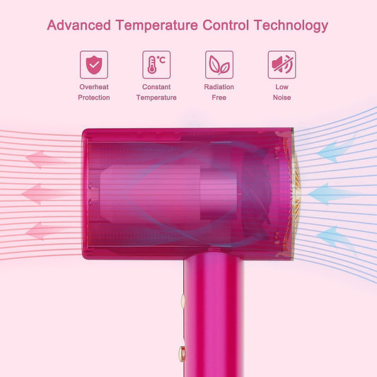 Water Ionic Hair Dryer – 1800W Powerful Blow Dryer with 2 Speeds & 3 Heat Settings, Fast Drying & Low Noise