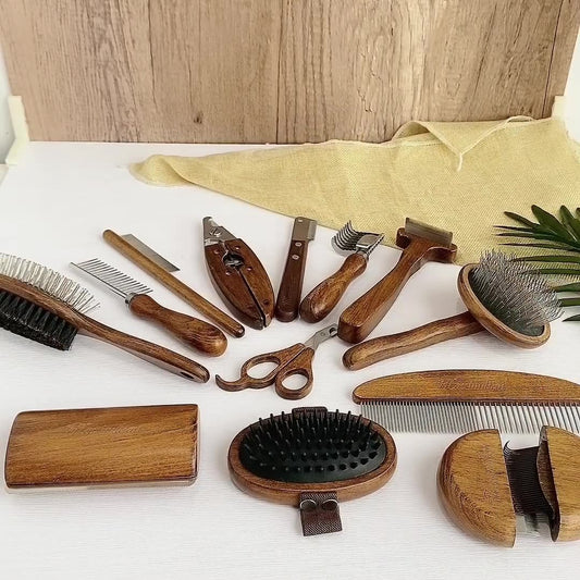 Solid Wood Pet Comb – Antique Style Hair Removal Grooming Tool for Dogs & Cats