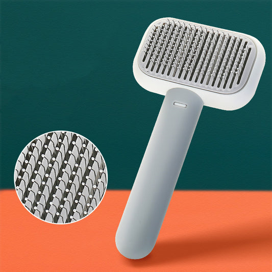 New Cat & Dog Grooming Brush – Stainless Steel Pet Hair Removal Comb, Massage & Open-Knot Cleaning Tool