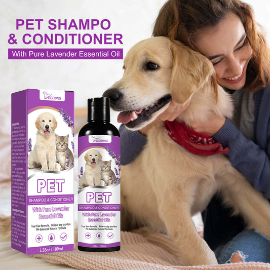 Pet Shampoo – Gentle Non-Knotting Bath Shampoo for Dogs & Cats, Relieves Skin Itching