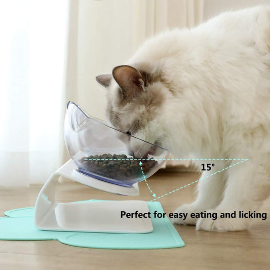 Pet Double Bowl – Non-Slip Raised Stand for Cats & Dogs