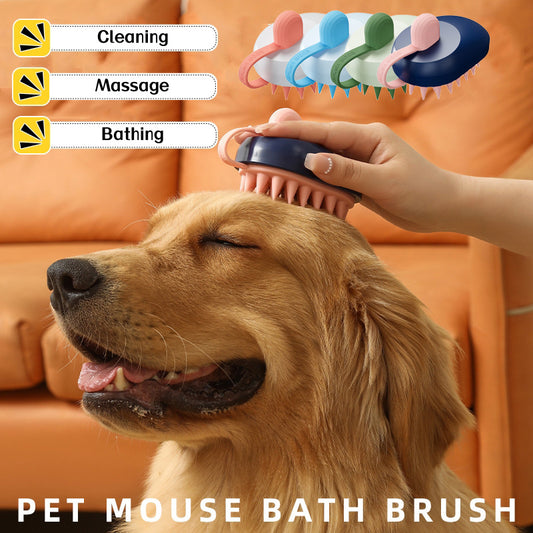 Pet Bath Massage Brush – Soft Silicone Shampoo Brush for Dogs & Cats Hair Cleaning