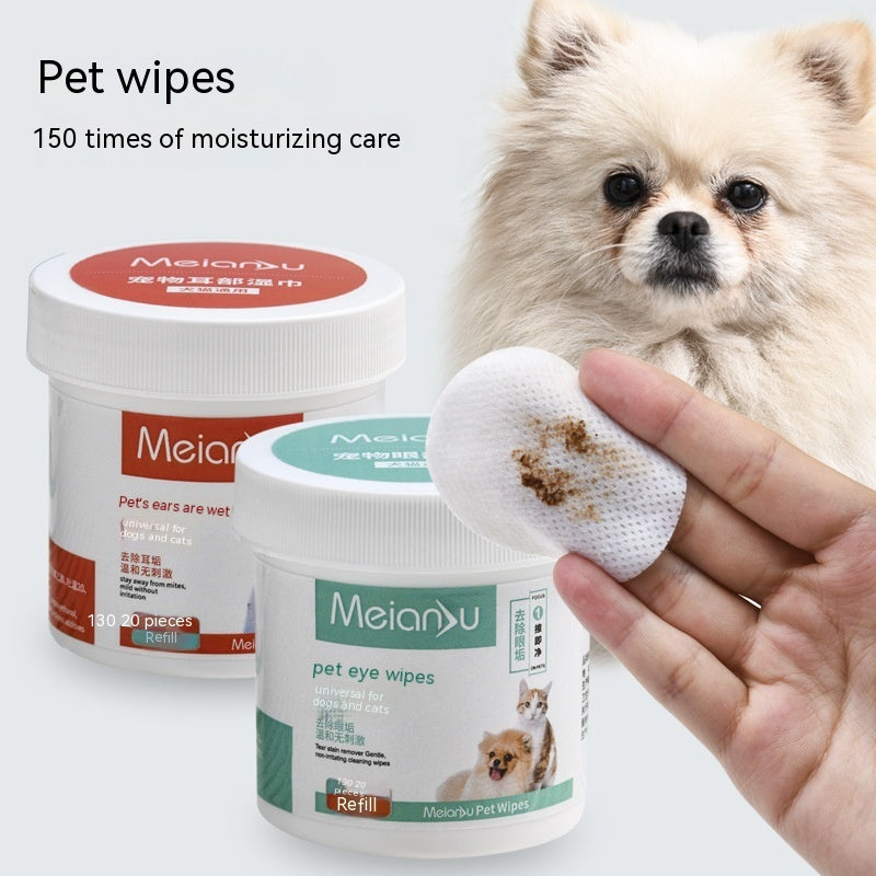 Pet Ear & Eye Cleaning Wipes – Tear-Removing Wipes for Dogs & Cats