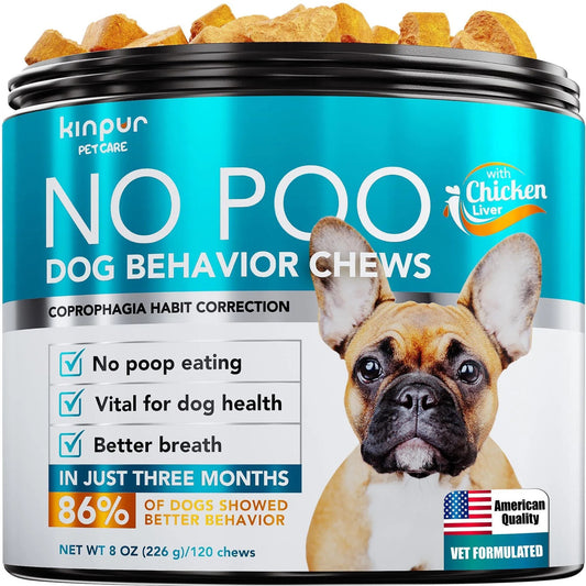 No Poo Chews for Dogs – Stop Poop Eating Behavior, Probiotics & Digestive Enzymes, Bad Breath Support, Gut Health Supplement, 180 Soft Chews