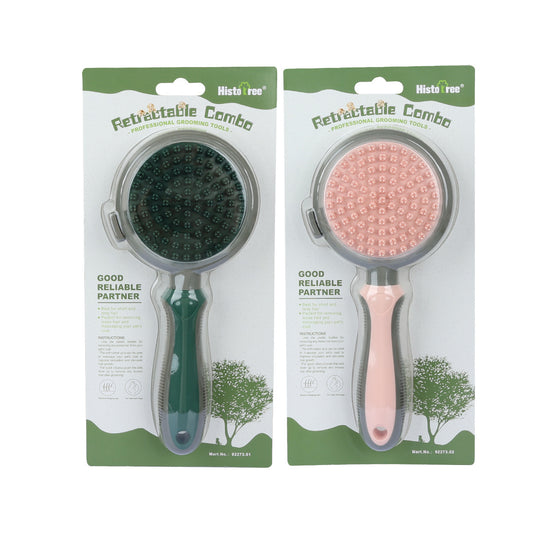 Pet Hair Removal Comb – Double-Sided Slicker Brush for Cats & Dogs with Self-Cleaning & Massage